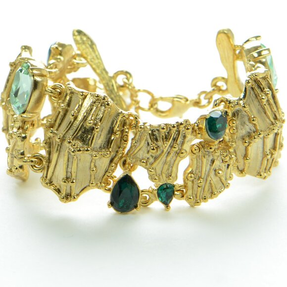 100% Authentic Oscar De La Renta Gold-toneCrystal...